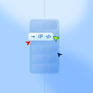 Teil 2 eines Schaubildes – auf einem sehr stark vereinfachten mobile Screen schweben abstrakte Mauszeiger über einem bausteinartigen Element.